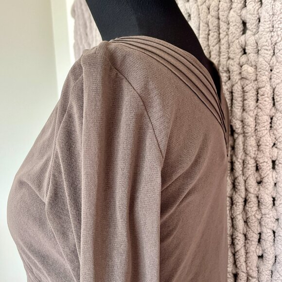 Olsen Brown Embellished V-Neck Blouse – Size Medium - Picture 5 of 9